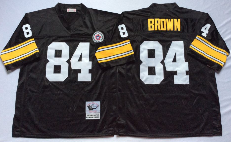 Men NFL Pittsburgh Steelers 84 Brown black Mitchell Ness jerseys